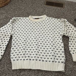 Eddie Bauer Ivory and Navy Knit Sweater